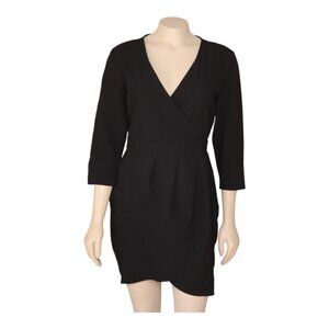 Asos Black Wrap Style Dress 3/4 Sleeves Tulip Hem Women’s US 6